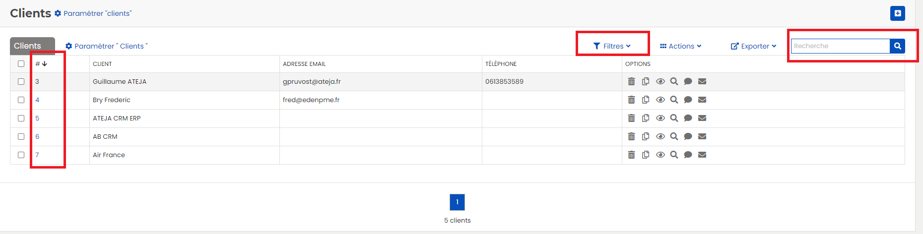 Recherche client